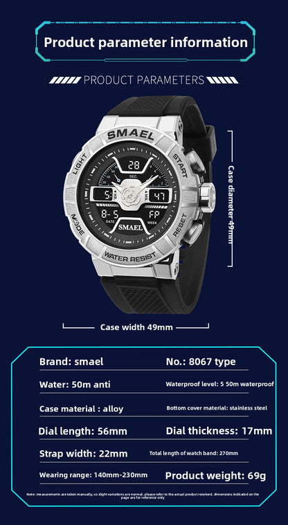 Men's Quartz Watch With Round Dial And Plexiglass Mirror Featuring TPU Strap And Pin Buckle