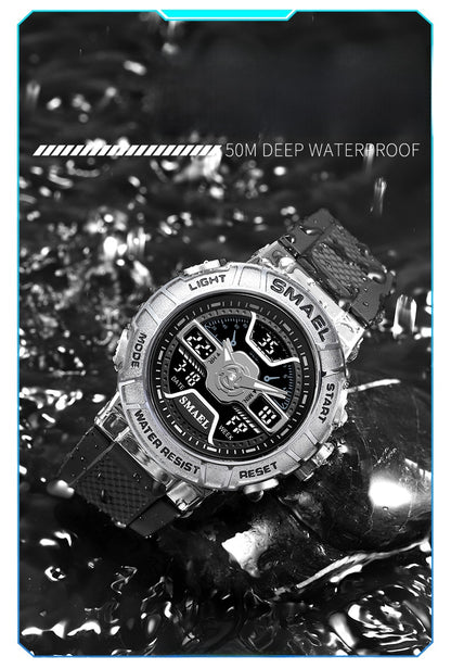 Men's Quartz Watch With Round Dial And Plexiglass Mirror Featuring TPU Strap And Pin Buckle