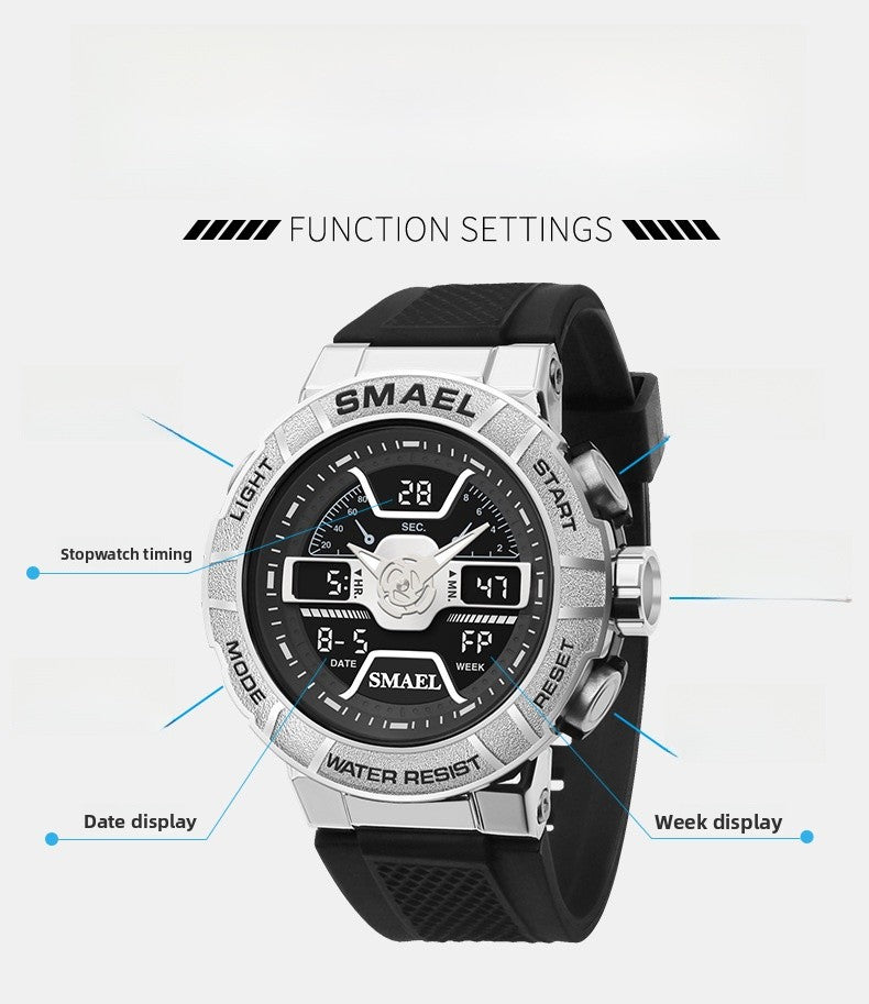 Men's Quartz Watch With Round Dial And Plexiglass Mirror Featuring TPU Strap And Pin Buckle