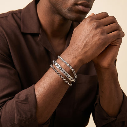 Handmade Men's 304 Stainless Steel Cuban Link Chain Curb Chain Bracelet