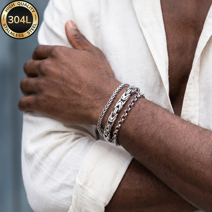 Handmade Men's 304 Stainless Steel Cuban Link Chain Curb Chain Bracelet