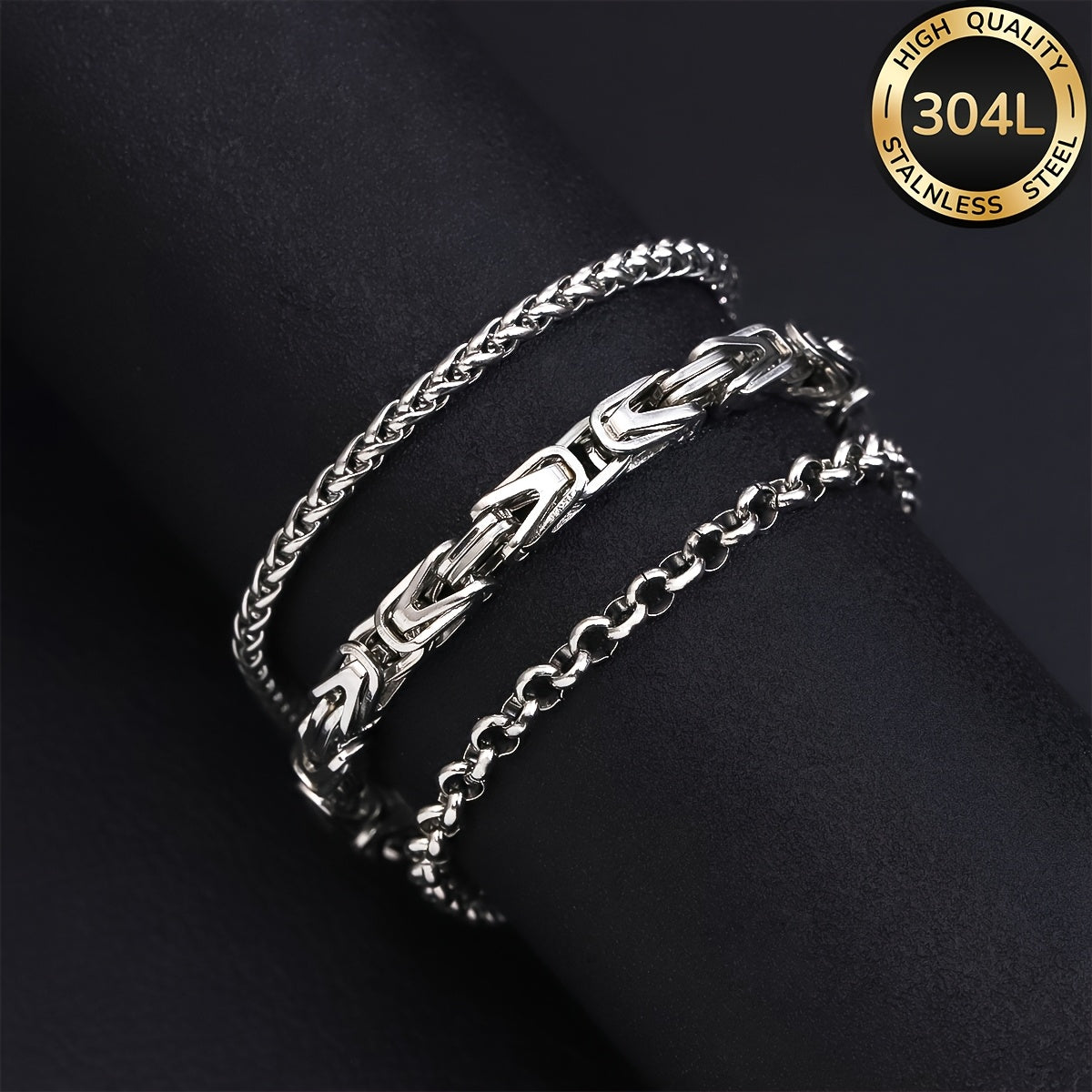 Handmade Men's 304 Stainless Steel Cuban Link Chain Curb Chain Bracelet