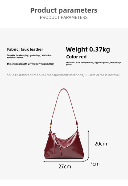 Women’s Square PU Leather Tote Bag With Sewing Thread Detail, Large Capacity, Single Shoulder Strap