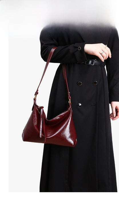 Women’s Square PU Leather Tote Bag With Sewing Thread Detail, Large Capacity, Single Shoulder Strap