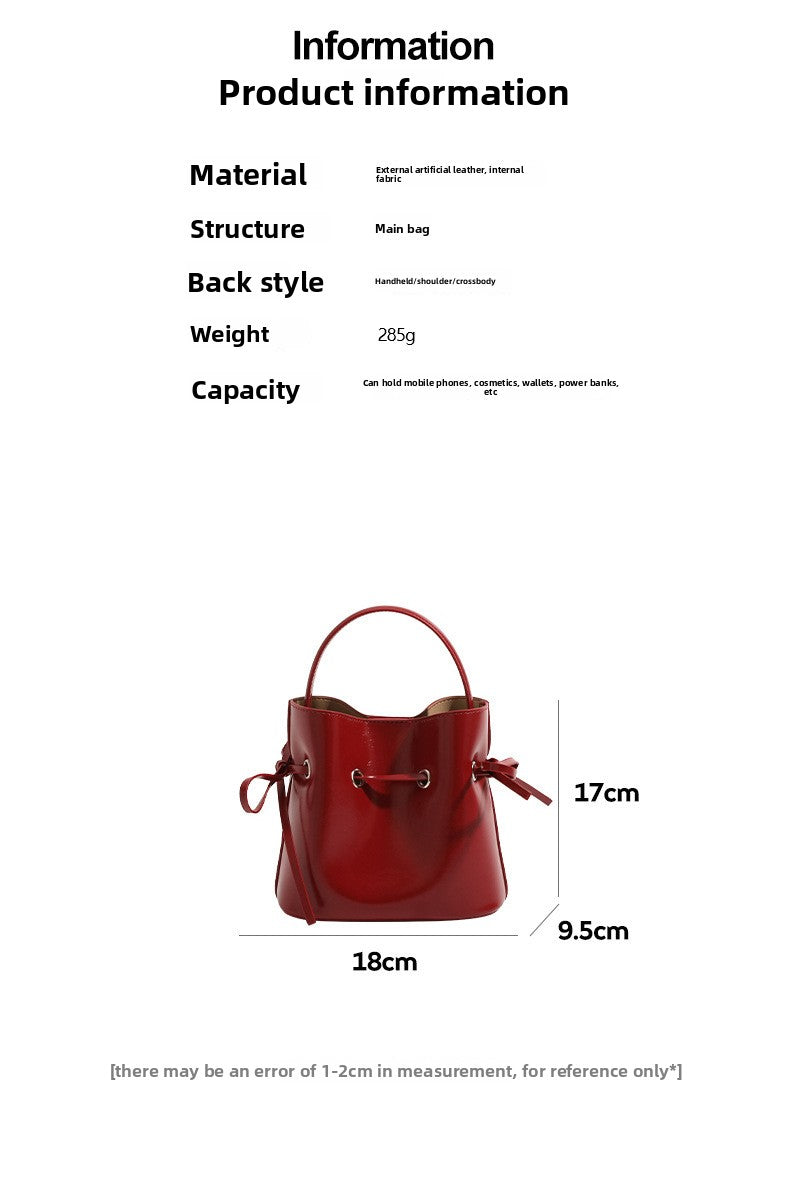 Women’s PU Leather Bucket Bag With Sewing Thread Detail, Single Shoulder Strap, Perfect For Summer