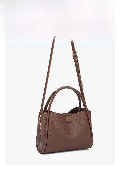 Women’s PU Leather Bucket Handbag With Sewing Thread Detail, Featuring Top Handle For Stylish Carry
