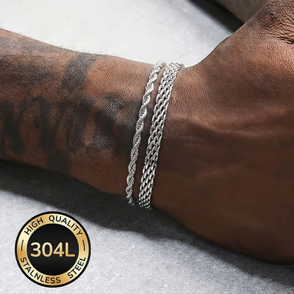 Handmade Men's 304 Stainless Steel Cuban Link Chain Curb Chain Bracelet