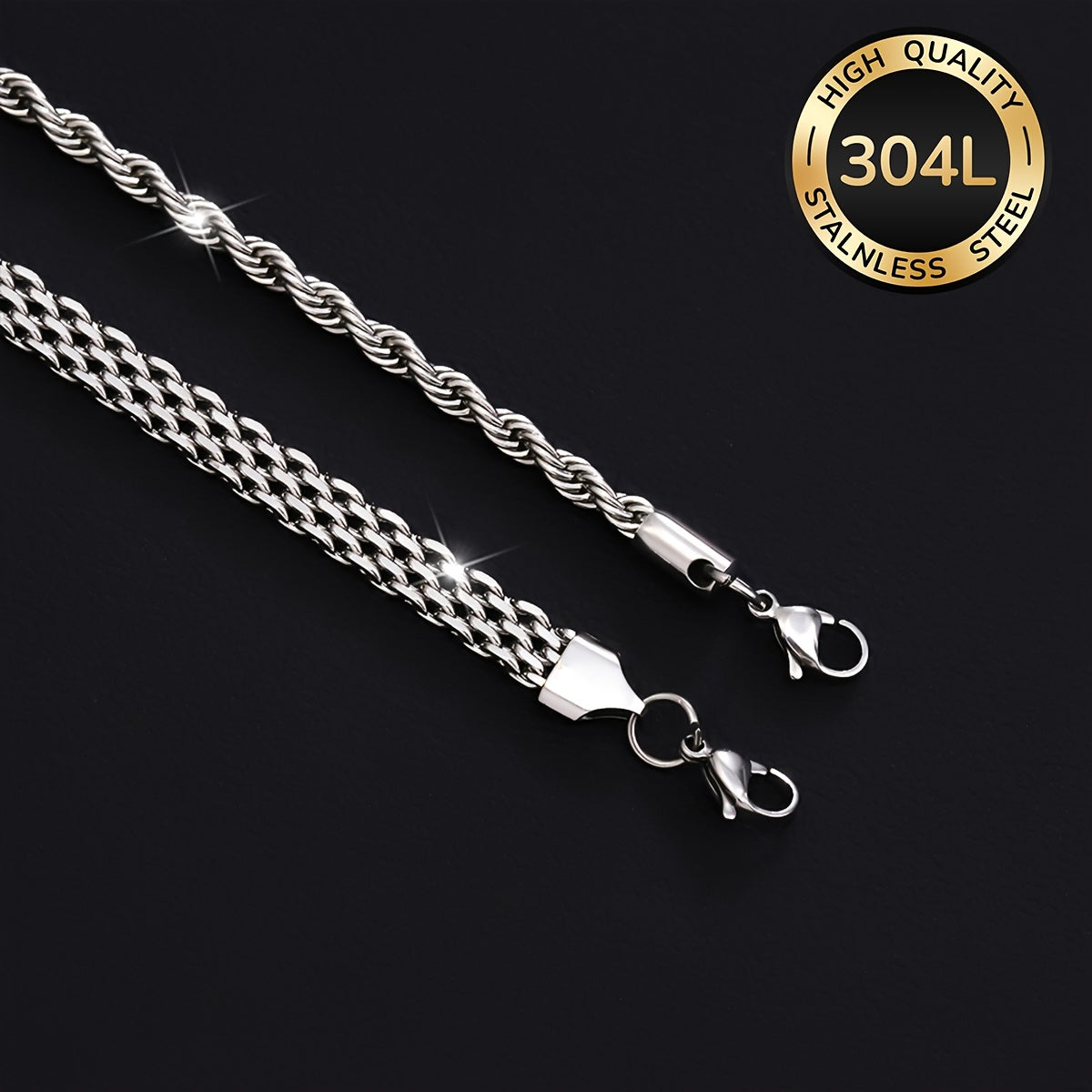 Handmade Men's 304 Stainless Steel Cuban Link Chain Curb Chain Bracelet