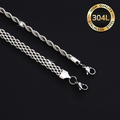 Handmade Men's 304 Stainless Steel Cuban Link Chain Curb Chain Bracelet