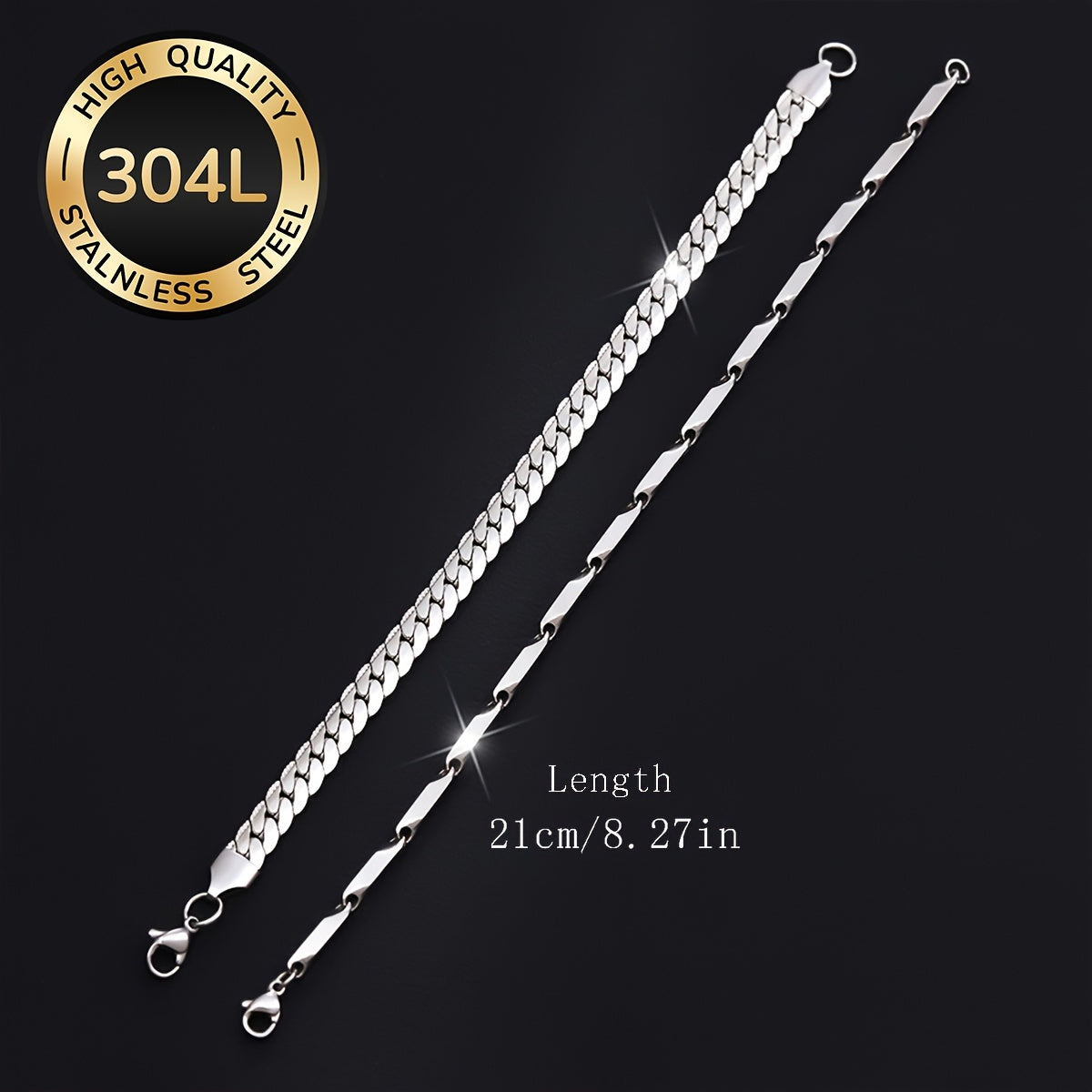 Handmade Men's Cuban Link Chain Curb Chain Bracelet In Durable 304 Stainless Steel