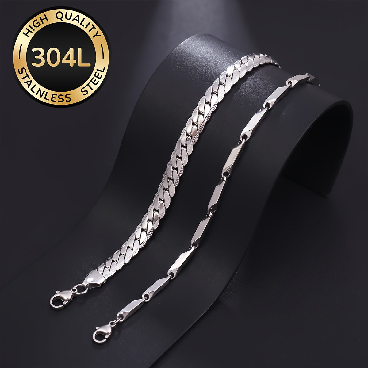 Handmade Men's Cuban Link Chain Curb Chain Bracelet In Durable 304 Stainless Steel