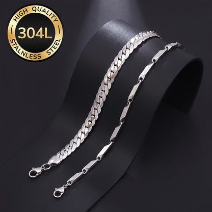 Handmade Men's Cuban Link Chain Curb Chain Bracelet In Durable 304 Stainless Steel