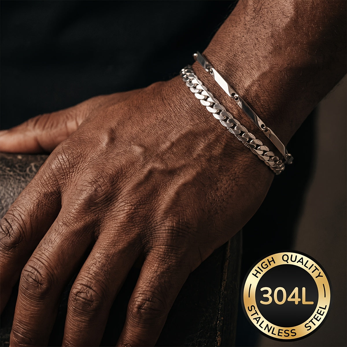 Handmade Men's Cuban Link Chain Curb Chain Bracelet In Durable 304 Stainless Steel