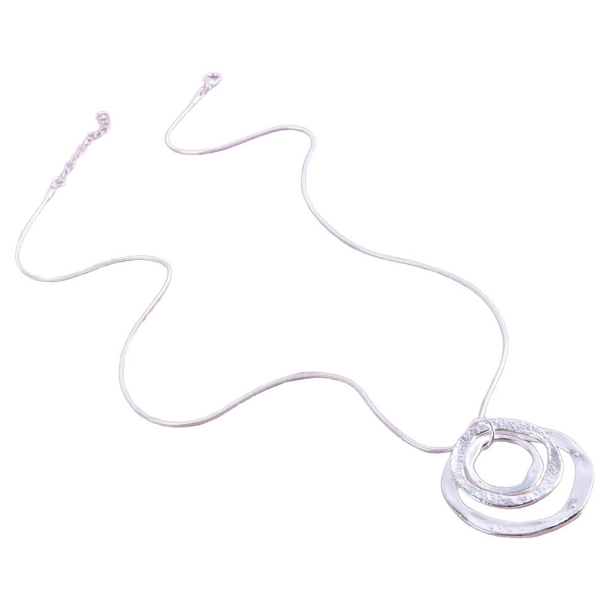 Geometric Sandblasted Zinc Alloy Necklace With Silver Plated Electroplated Finish, Unisex Design