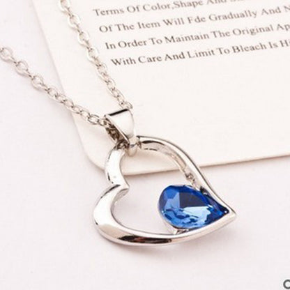 Heart Shape Purple Alloy Pendant Necklace For Women In With Ball Chain
