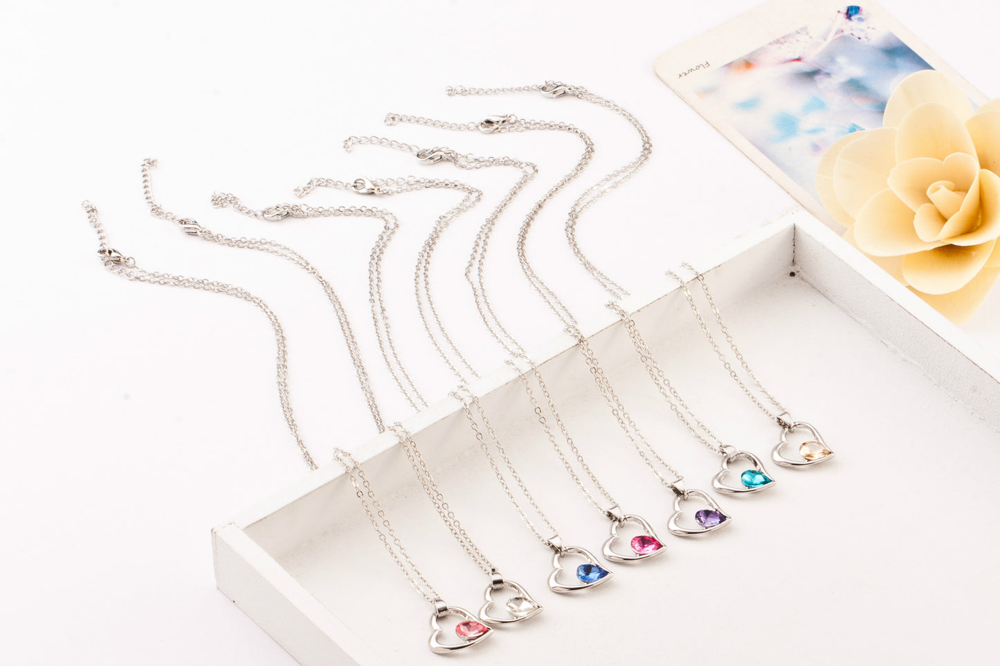 Heart Shape Purple Alloy Pendant Necklace For Women In With Ball Chain