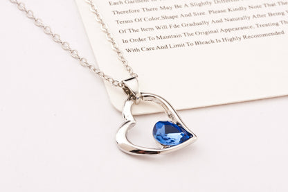 Heart Shape Purple Alloy Pendant Necklace For Women In With Ball Chain