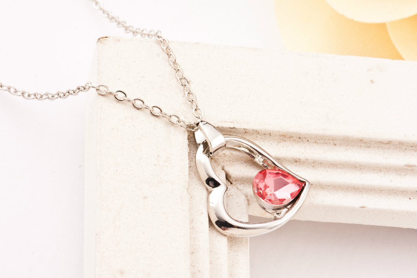 Heart Shape Purple Alloy Pendant Necklace For Women In With Ball Chain