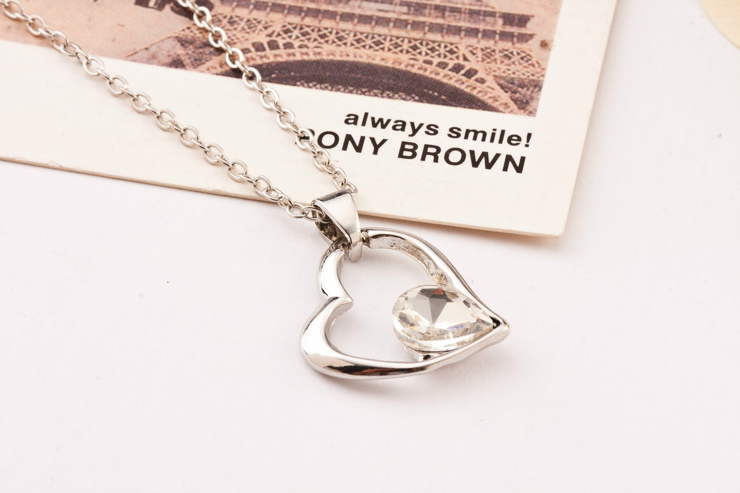 Heart Shape Purple Alloy Pendant Necklace For Women In With Ball Chain