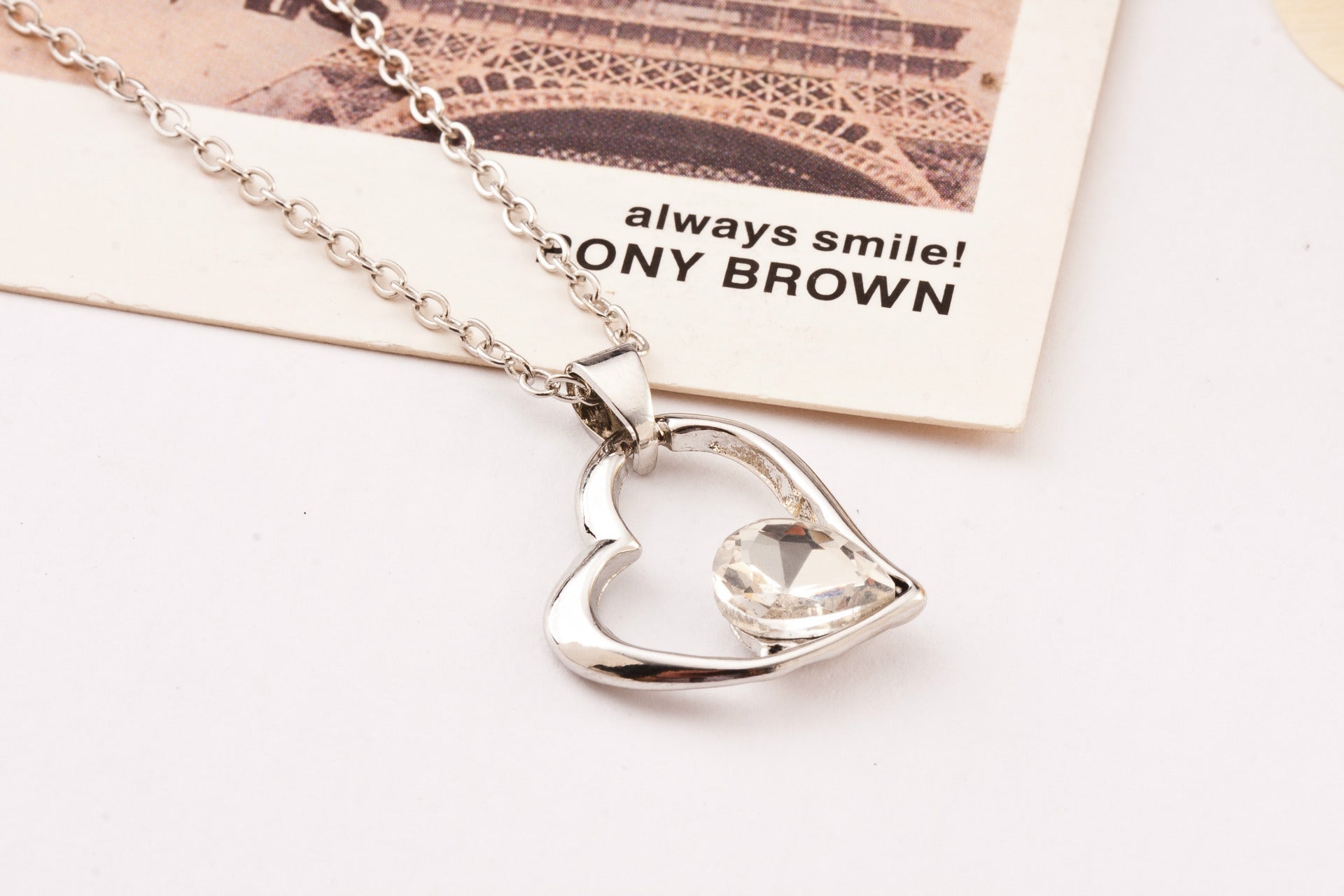 Heart Shape Purple Alloy Pendant Necklace For Women In With Ball Chain