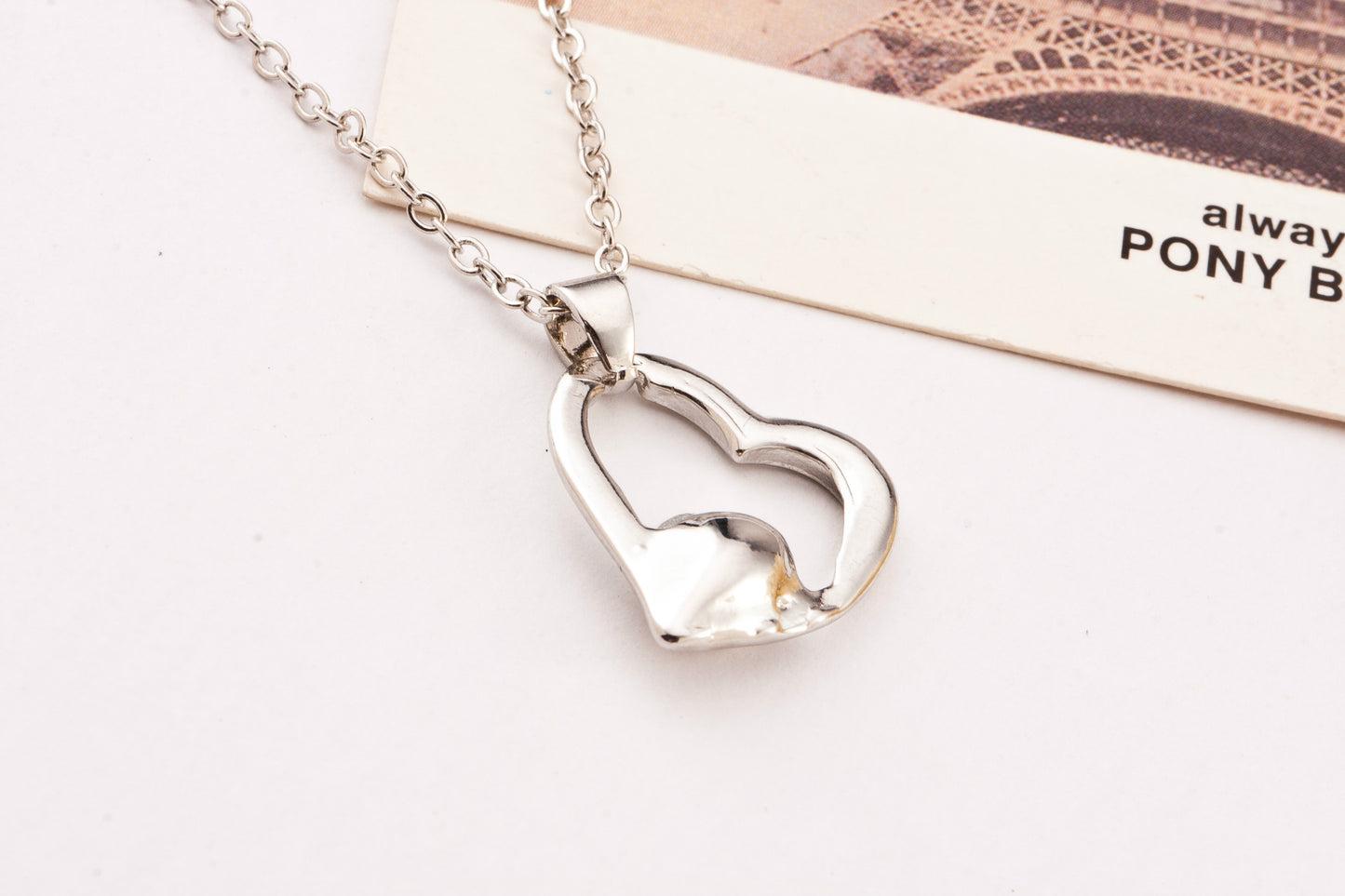 Heart Shape Purple Alloy Pendant Necklace For Women In With Ball Chain