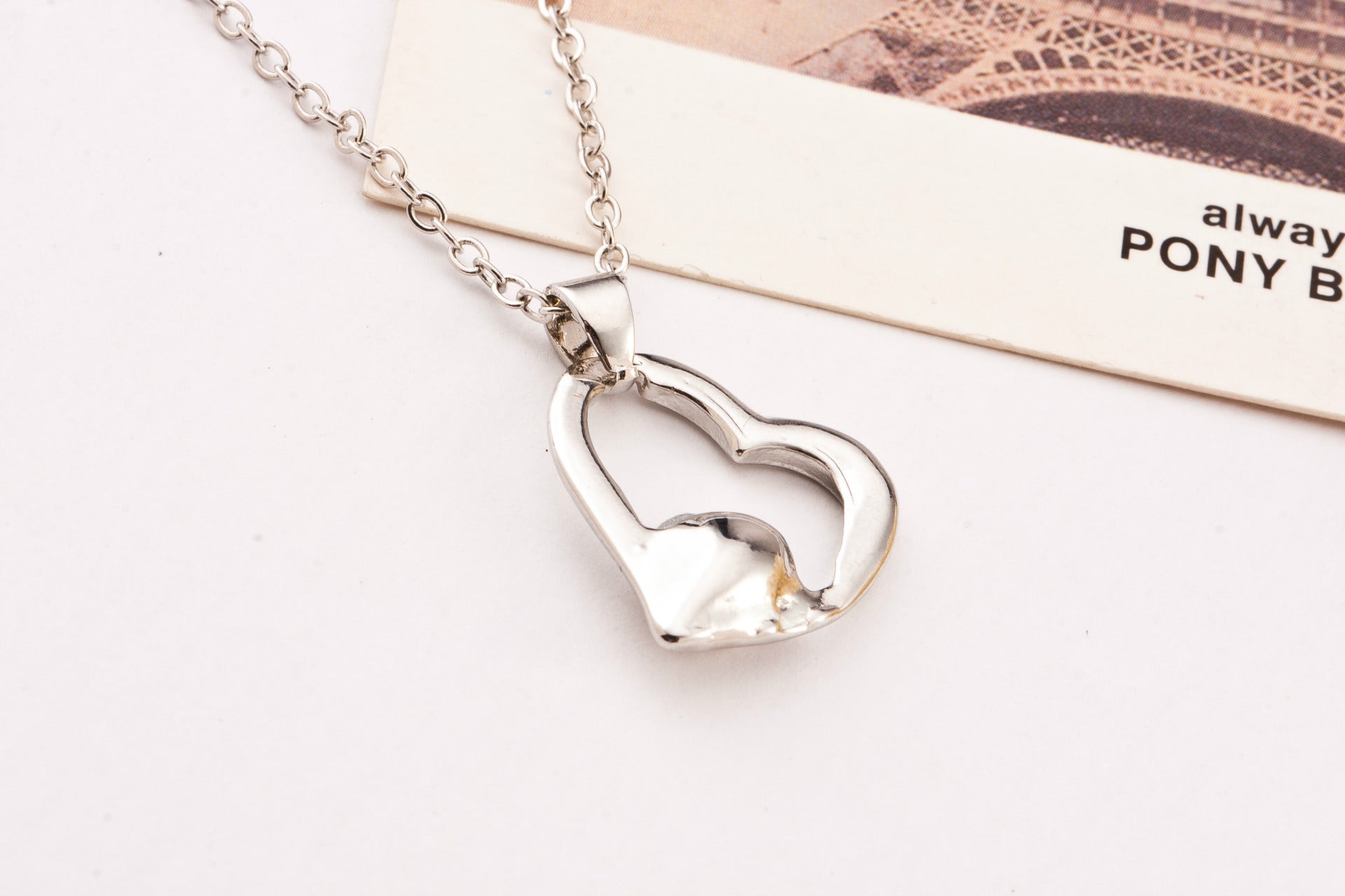Heart Shape Purple Alloy Pendant Necklace For Women In With Ball Chain