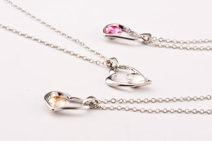 Heart Shape Purple Alloy Pendant Necklace For Women In With Ball Chain