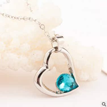 Heart Shape Purple Alloy Pendant Necklace For Women In With Ball Chain