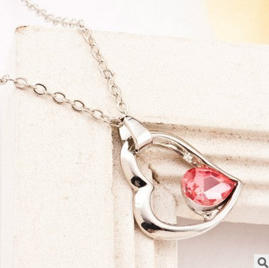 Heart Shape Purple Alloy Pendant Necklace For Women In With Ball Chain