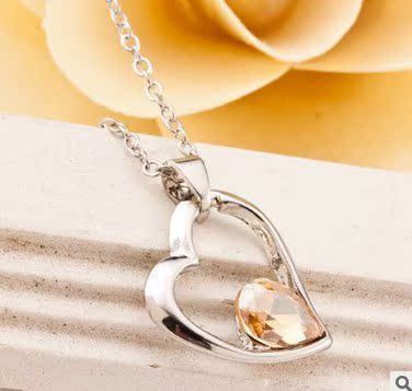 Heart Shape Purple Alloy Pendant Necklace For Women In With Ball Chain