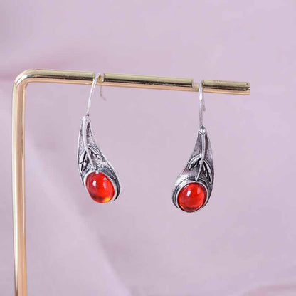 Bohemian Leaves Stud Earrings For Women In Alloy With Turquoise Inlay And 304 Stainless Steel Posts