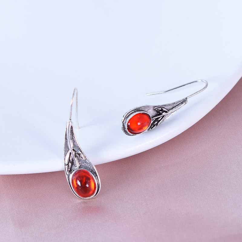 Bohemian Leaves Stud Earrings For Women In Alloy With Turquoise Inlay And 304 Stainless Steel Posts