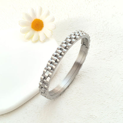 Geometric Waterproof Non Tarnish Bangle For Women, 304 Stainless Steel With 18K Real Gold PVD Coated Plating, 0.03µm-0.05µm Thickness