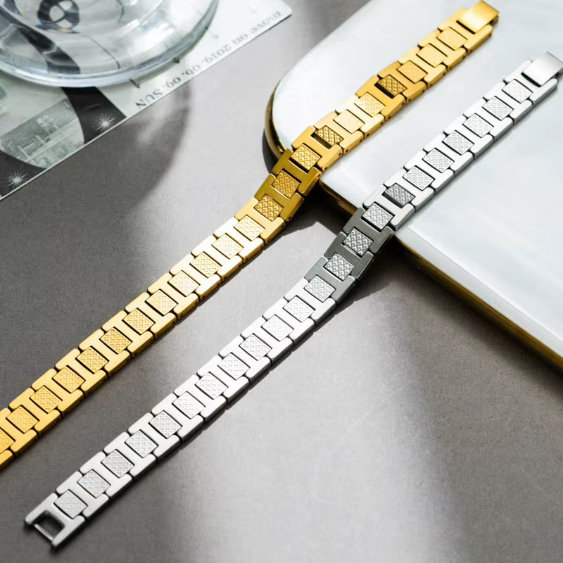 Geometric Waterproof Women's Bracelets In 304 Stainless Steel With 18K Gold Plated PVD Coating 0.03-0.05µm