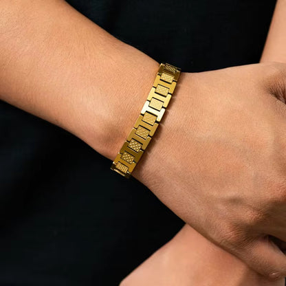 Geometric Waterproof Women's Bracelets In 304 Stainless Steel With 18K Gold Plated PVD Coating 0.03-0.05µm
