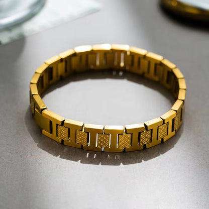 Geometric Waterproof Women's Bracelets In 304 Stainless Steel With 18K Gold Plated PVD Coating 0.03-0.05µm
