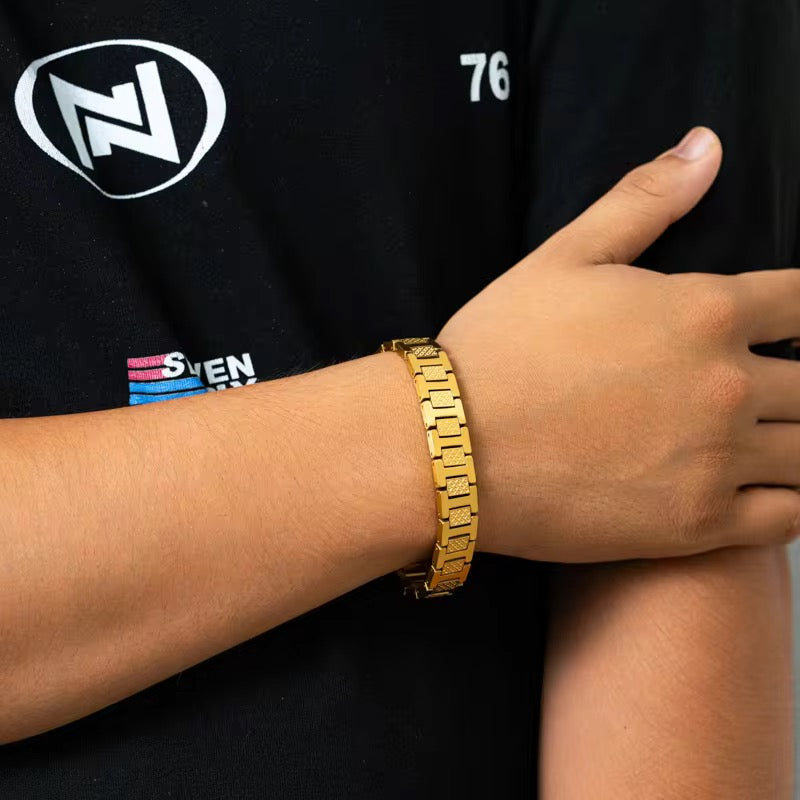 Geometric Waterproof Women's Bracelets In 304 Stainless Steel With 18K Gold Plated PVD Coating 0.03-0.05µm
