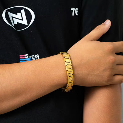 Geometric Waterproof Women's Bracelets In 304 Stainless Steel With 18K Gold Plated PVD Coating 0.03-0.05µm