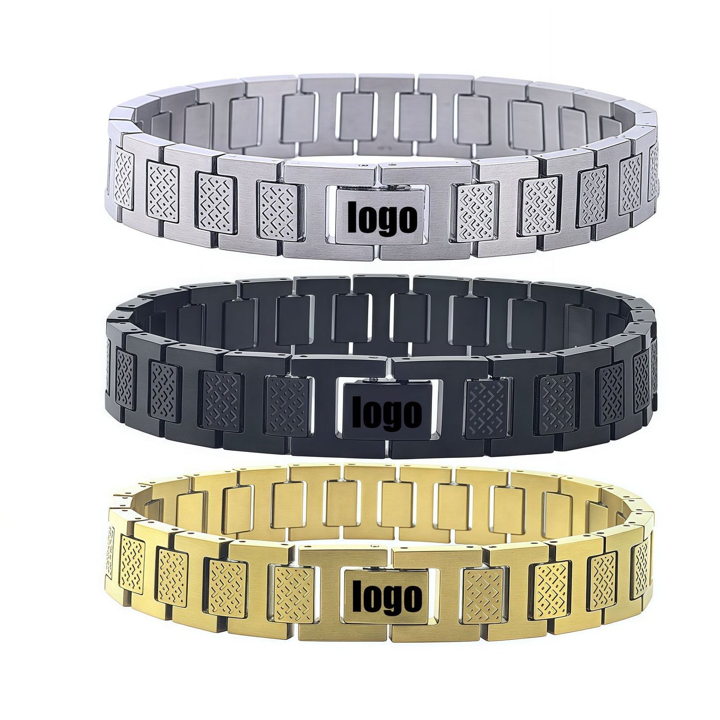 Geometric Waterproof Women's Bracelets In 304 Stainless Steel With 18K Gold Plated PVD Coating 0.03-0.05µm