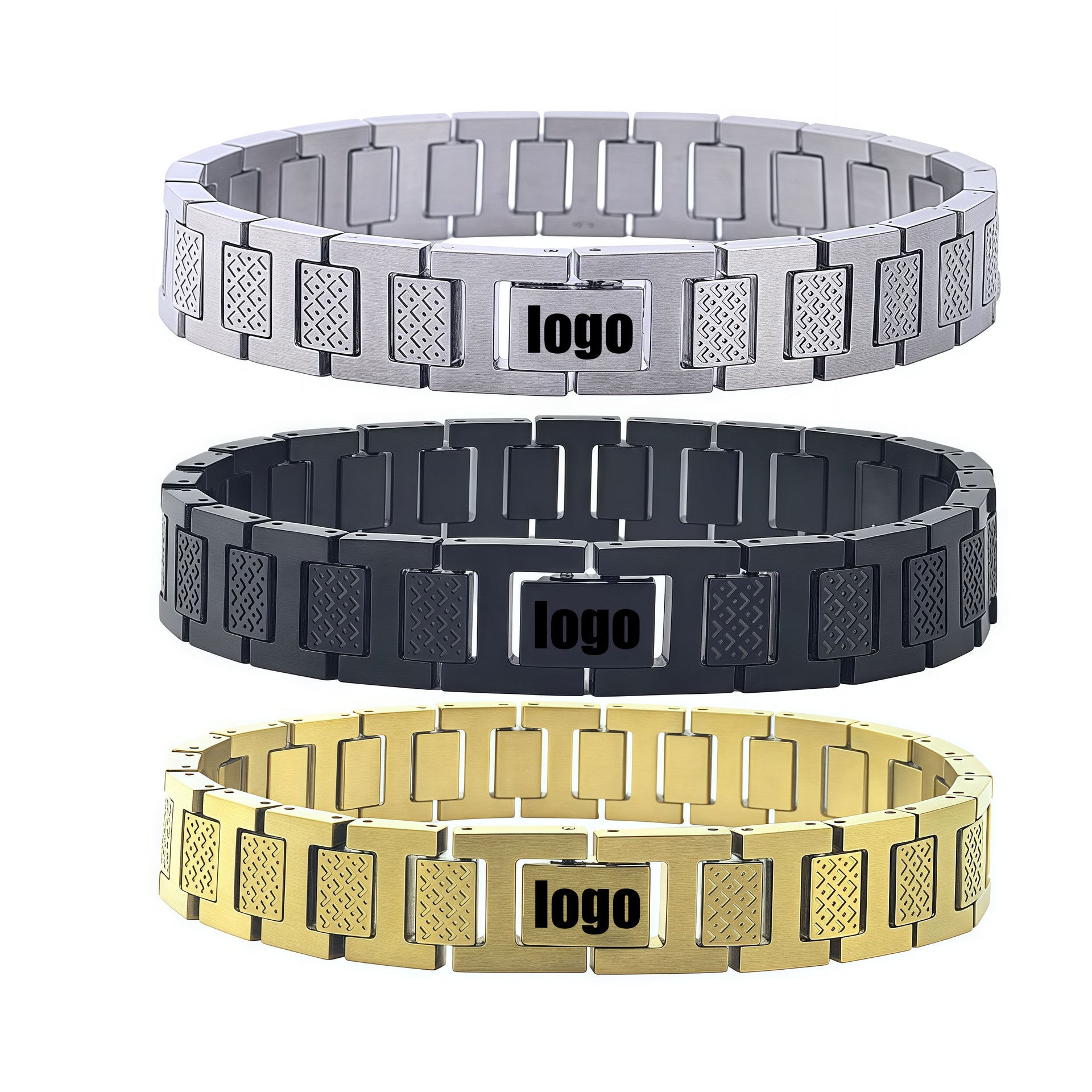 Geometric Waterproof Women's Bracelets In 304 Stainless Steel With 18K Gold Plated PVD Coating 0.03-0.05µm
