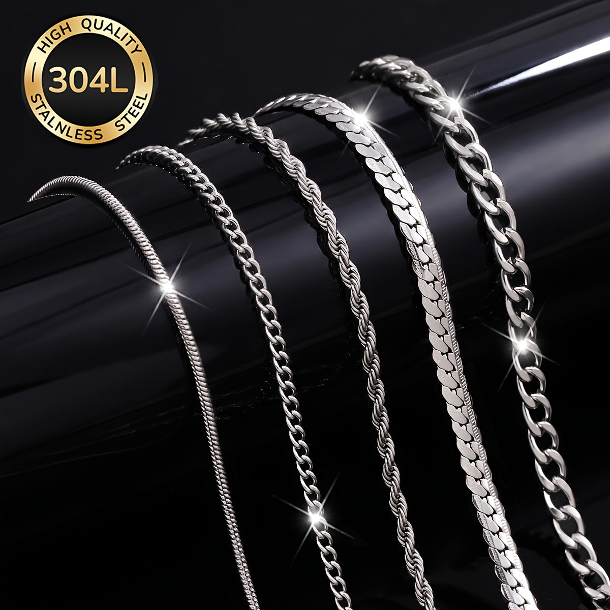 Handmade 304 Stainless Steel Slider Chain Necklace, Unisex Design For Everyday Wear