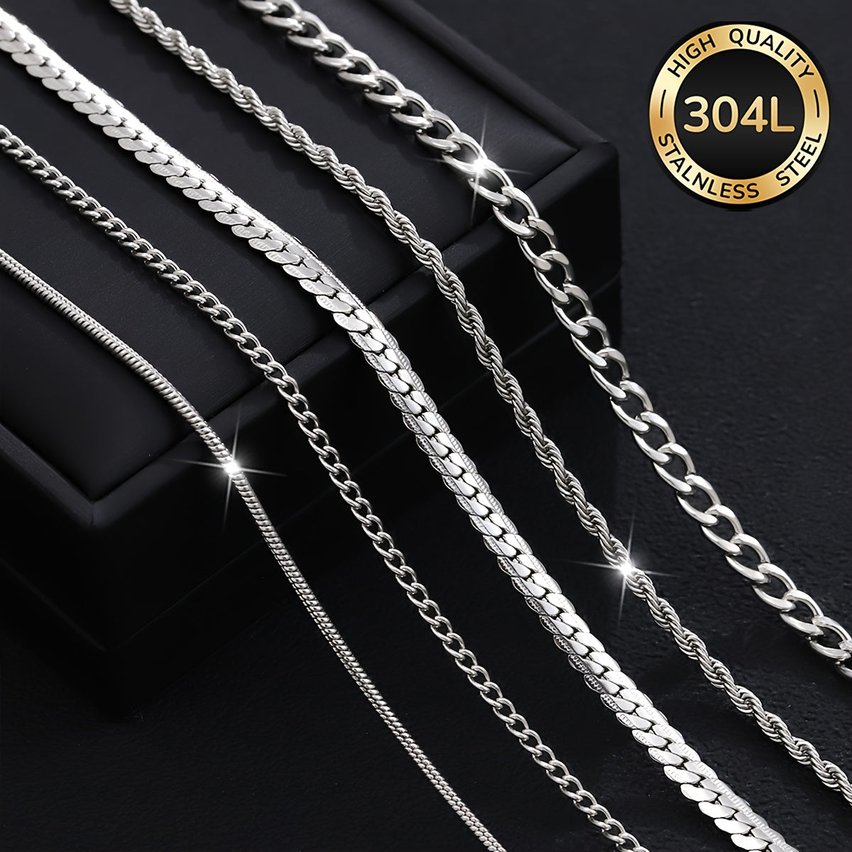 Handmade 304 Stainless Steel Slider Chain Necklace, Unisex Design For Everyday Wear