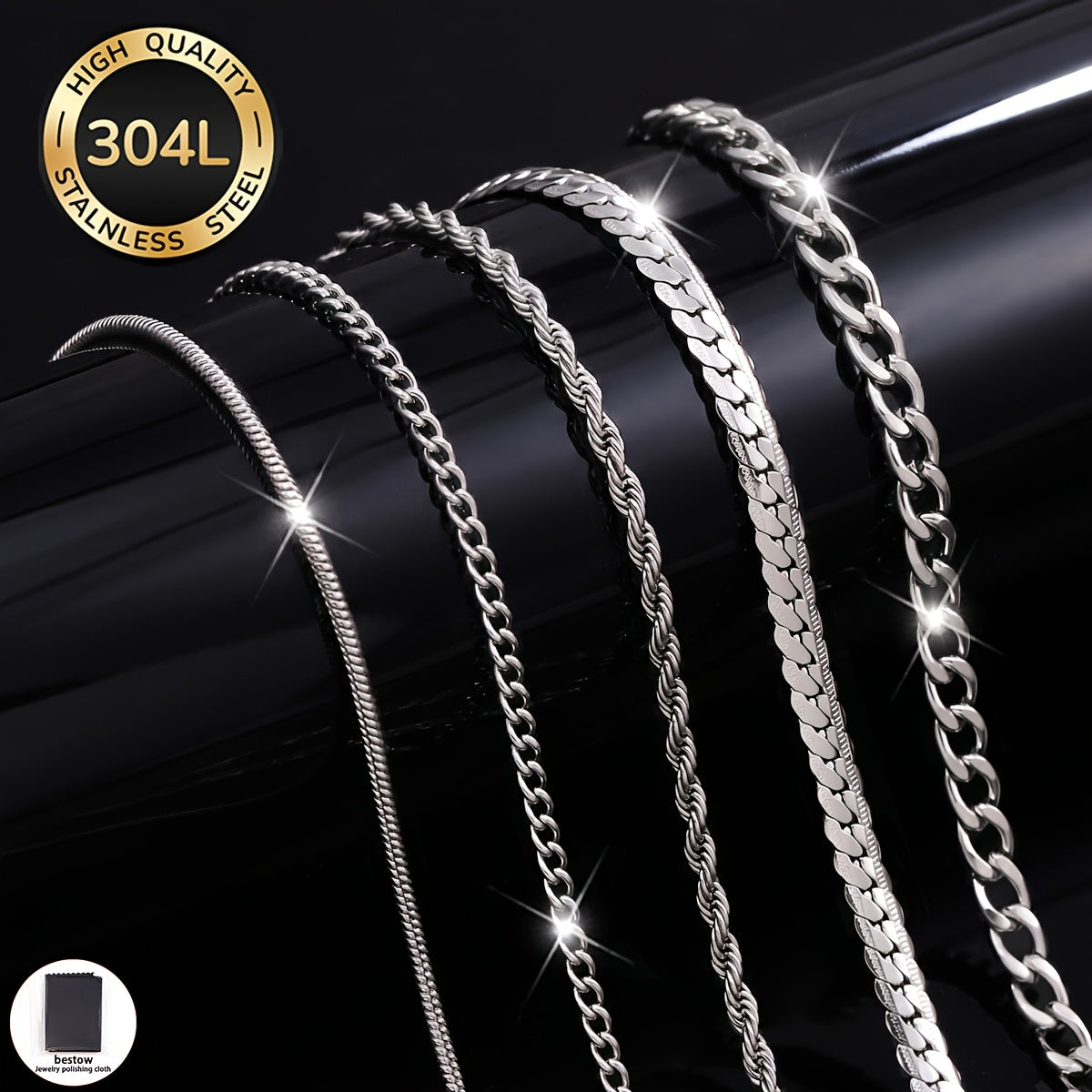 Handmade 304 Stainless Steel Slider Chain Necklace, Unisex Design For Everyday Wear