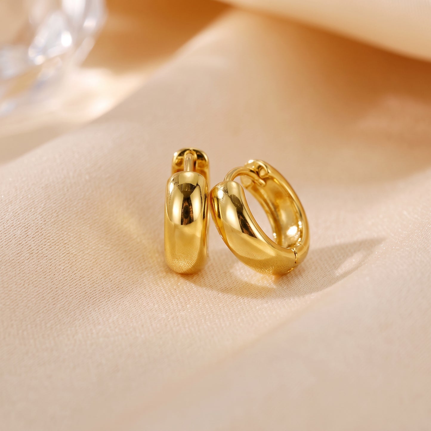 Basic Geometric CNC Titanium Steel Earrings For Women With Electroplated KC Golden Plated Finish