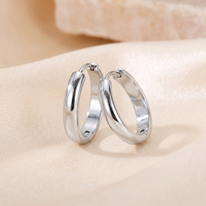 Basic Geometric CNC Titanium Steel Earrings For Women With Electroplated KC Golden Plated Finish