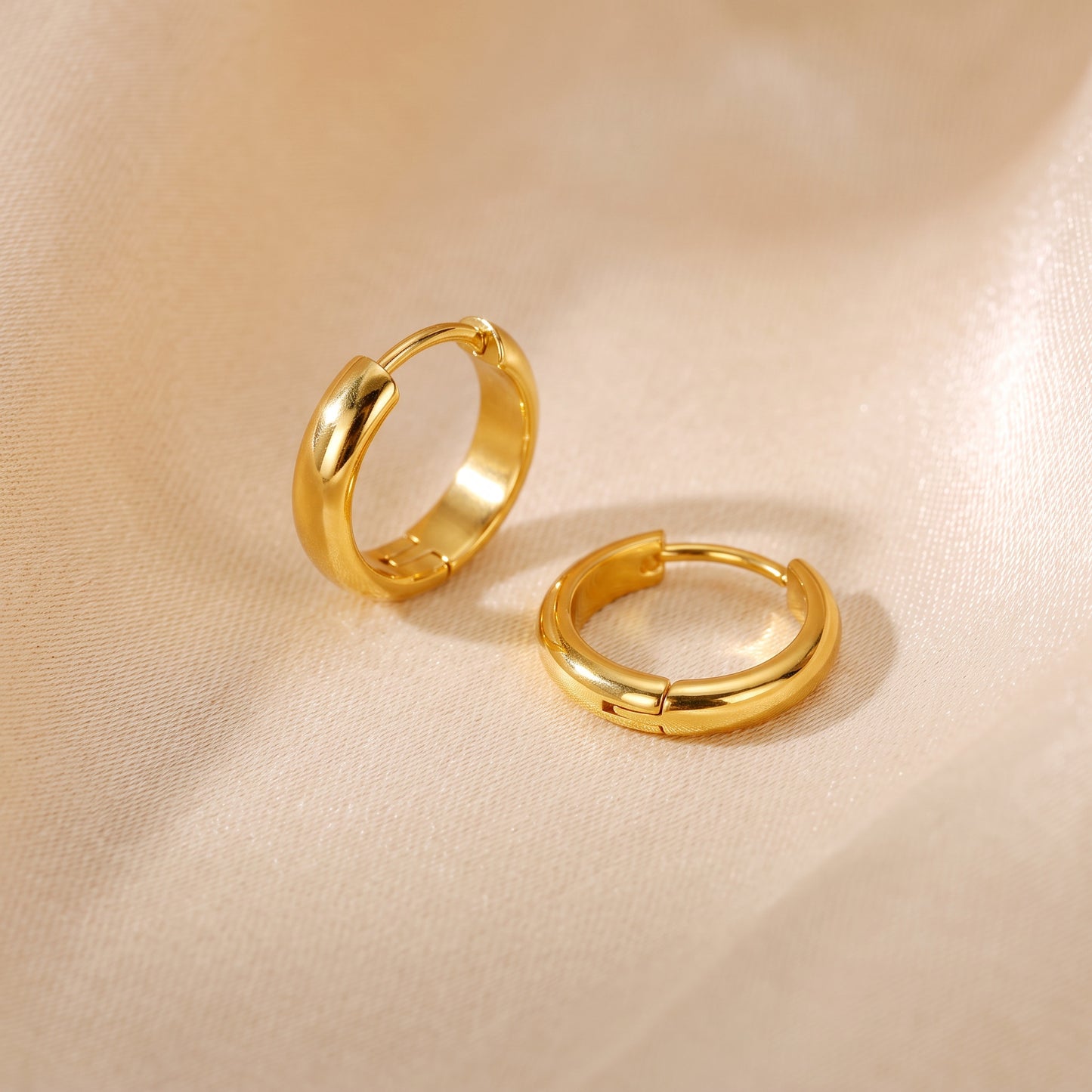 Basic Geometric CNC Titanium Steel Earrings For Women With Electroplated KC Golden Plated Finish