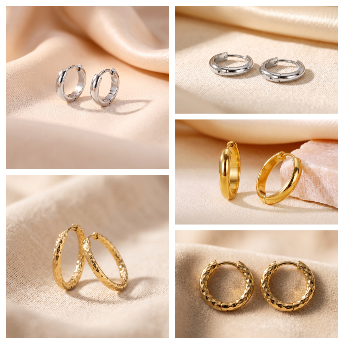 Basic Geometric CNC Titanium Steel Earrings For Women With Electroplated KC Golden Plated Finish