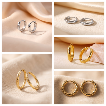 Basic Geometric CNC Titanium Steel Earrings For Women With Electroplated KC Golden Plated Finish