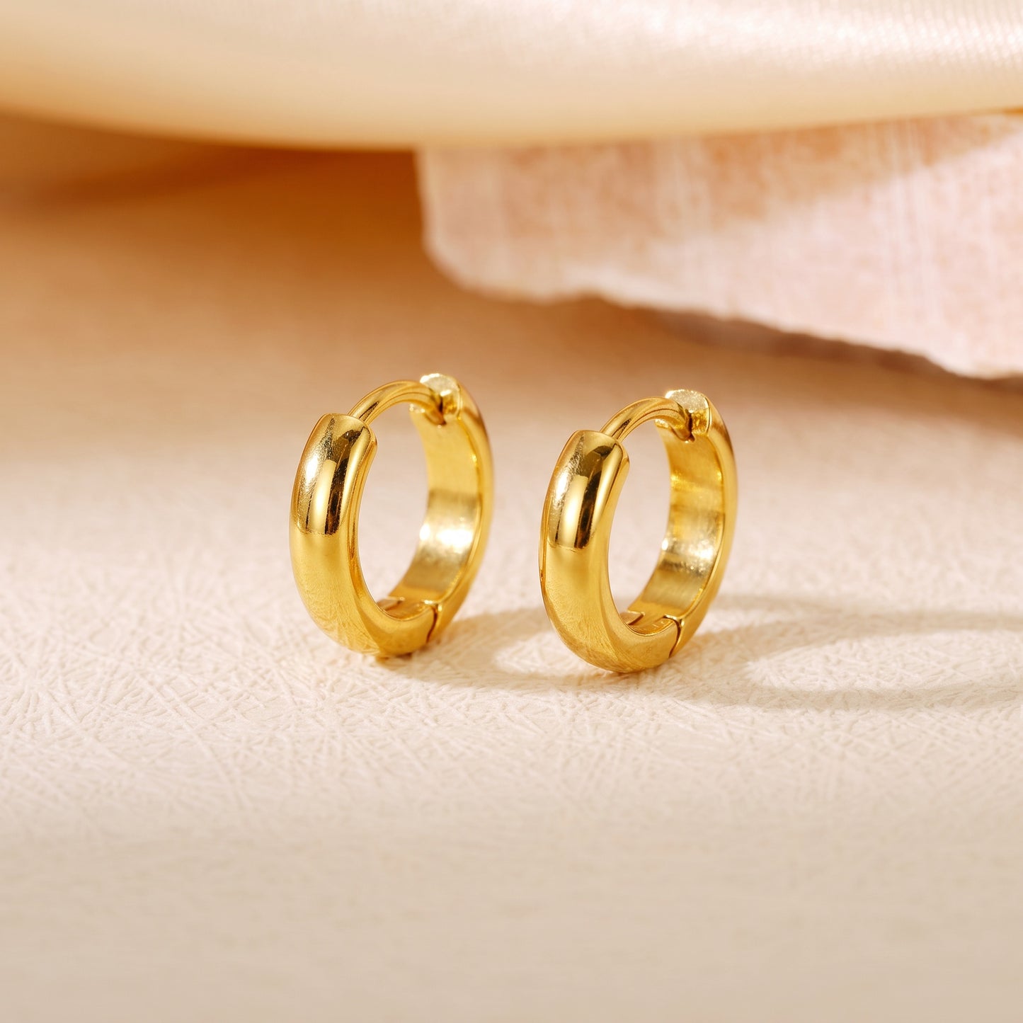 Basic Geometric CNC Titanium Steel Earrings For Women With Electroplated KC Golden Plated Finish