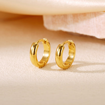 Basic Geometric CNC Titanium Steel Earrings For Women With Electroplated KC Golden Plated Finish